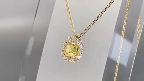 楽天市場】【ファンシーインテンスイエロー 1.06ct】天然イエローダイヤモンド クッションカット ペンダント FIY SI1 GIA鑑定書付き  K18イエローゴールド / モディファイド ネックレス 一粒 婚約 エンゲージ 18K 18金 1ct : 美しいジュエリー