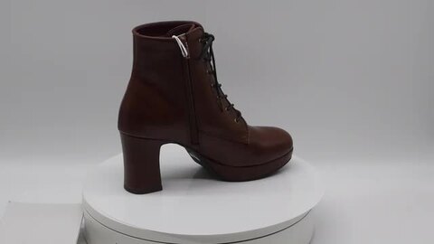 美品　あしながおじさん　レトロ　ショートブーツ　皮　ブラウン　23 a-8700153.jpg