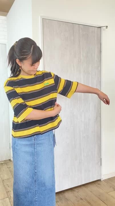 【タグ付き新品】ダブルスタンダード☆ サマーニットTシャツ☆36ミントグリーン セール】ボーダーサマーニット（ニット/セーター）｜DOUBLE