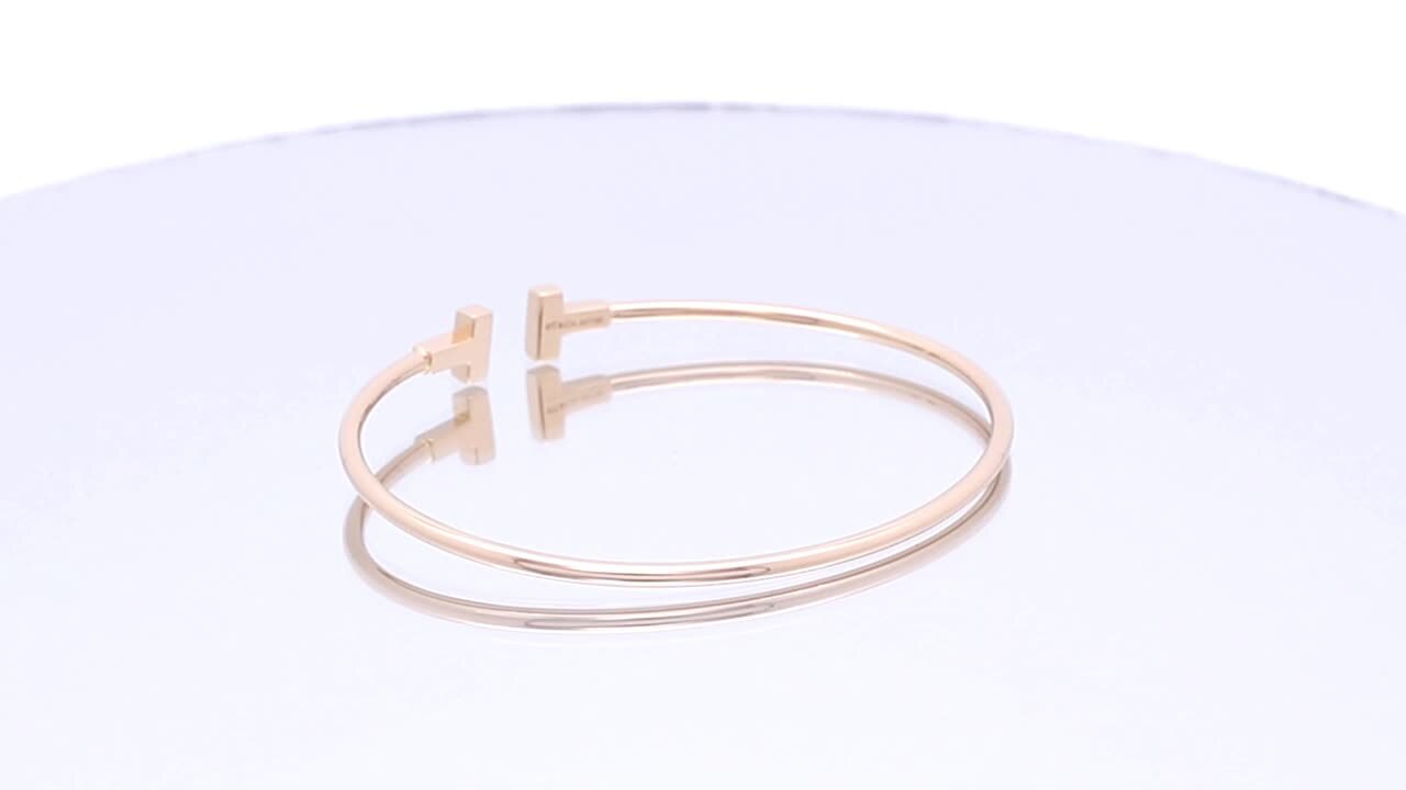 Tiffany Ｔ ナロー ワイヤー ブレスレット18KWG バングル T ナロー ワイヤー ブレスレット スモール[33419082] T Narrow