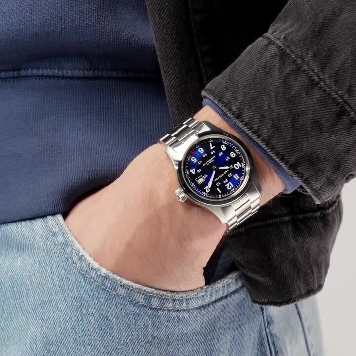 カ*チ様 HAMILTON 自動巻き 腕時計 ブルー 楽天市場】ハミルトン 公式 腕時計 HAMILTON Khaki Field Auto