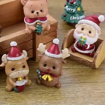 U59☆陶器の置物 あかる クリスマスセット☆サンタクロース 雪だるま