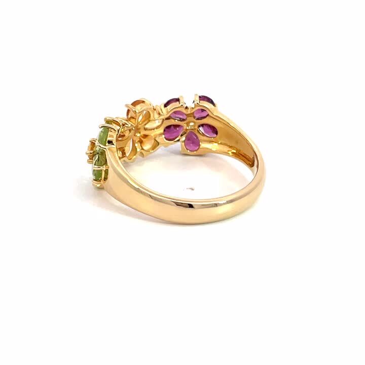 美品 ポンテヴェキオ 18K ガーネット・シトリン・ペリドット