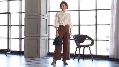 [てぃらさんプロデュース] ウエストタックパンツ　キャメル niko and… ニコアンド てぃらさんプロデュース ウエストタック