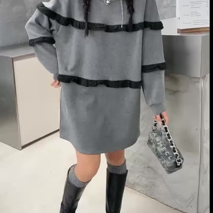 フリルレイヤードダンボールスウェット
