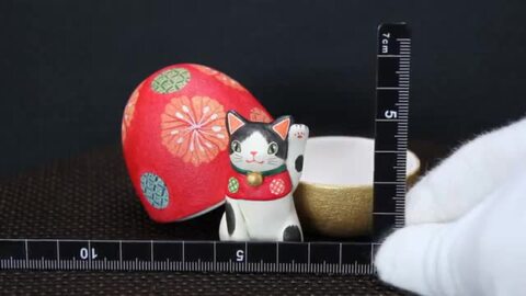 楽天市場】天野千恵美 作赤花卵猫石粉粘土の猫たち皿や器や招き猫 