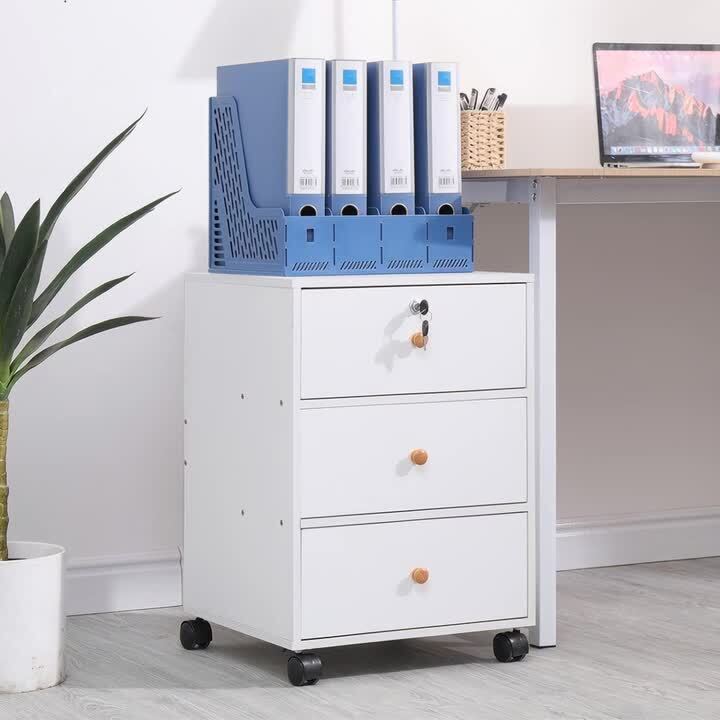 楽天市場】デスクワゴン 鍵付き デスクサイドワゴン 3段 キャビネット