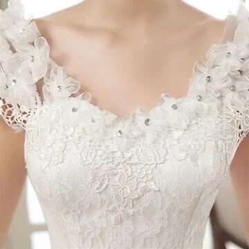 ウェディング ドレス 素敵 半袖 ワンピース レース heartsunny_e531