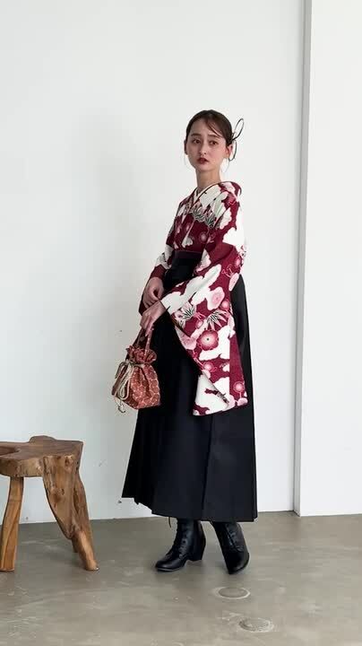 ひよこ商店 高級変わり織 えんじに麻の葉と重なる梅 utatane｜ひよこ商店 袴 2点セット 元禄梅模様 えんじ | Rakuten