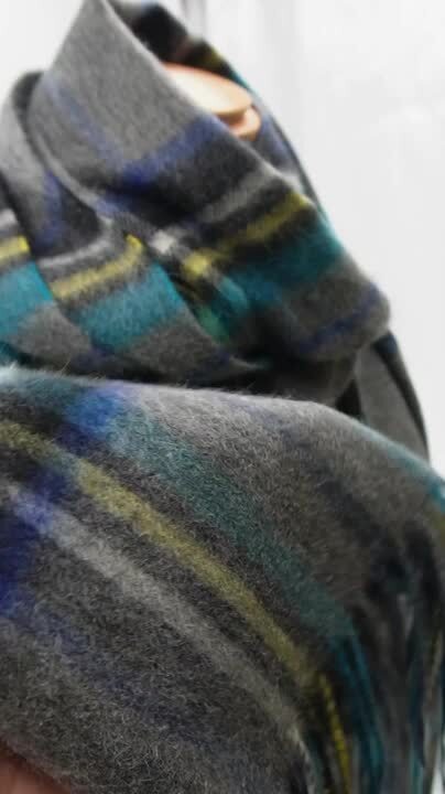 23区 大判カシミヤ100%チェックマフラー グリーン カシミヤ チェック