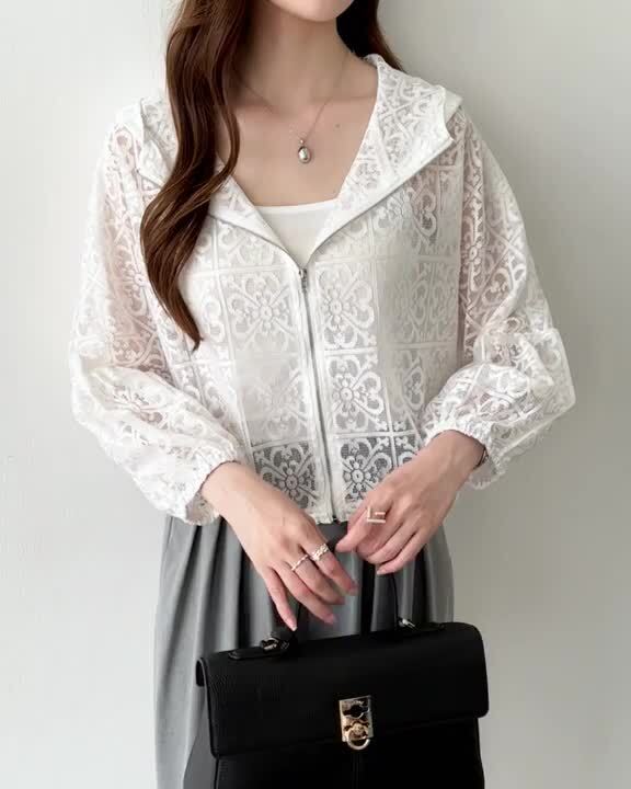 楽天市場】【OUTLET！クーポンで1,560円】 レースブルゾン 総レース