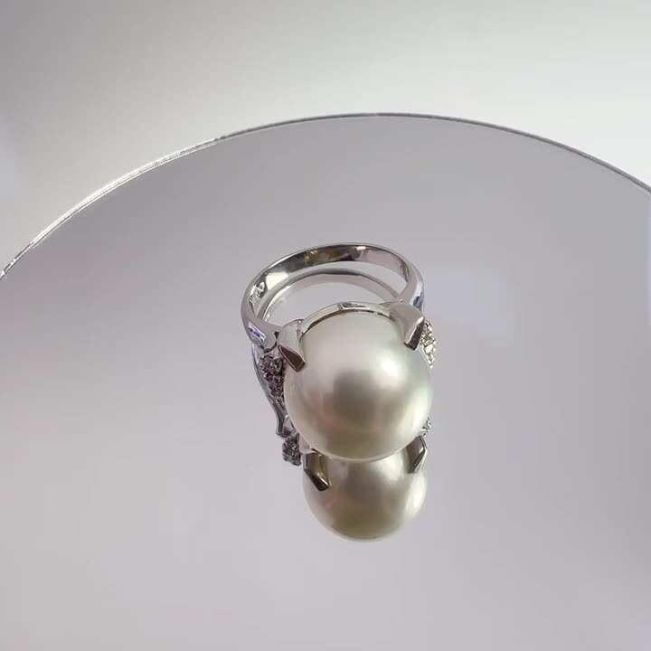 楽天市場】【中古】Pt900 白蝶 南洋 パール ダイヤリング 13mm D0.08ct  