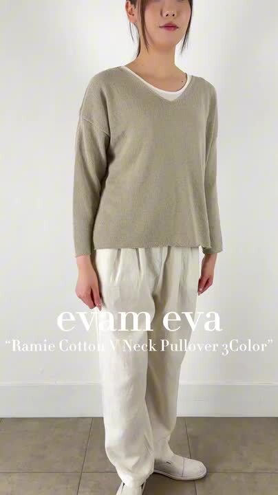 新品春夏物☆evam eva cotton ramie V neck PO cotton ramie v neck pullove コットン ラミー Vネック プル