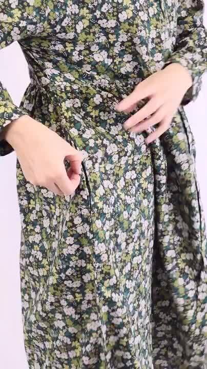 新品タグ付き✨エンフォルド コクーンシルエット フレア ロングワンピース 22SS Washed COバルーンスリーブDRESS ワンピース ロング 七分袖