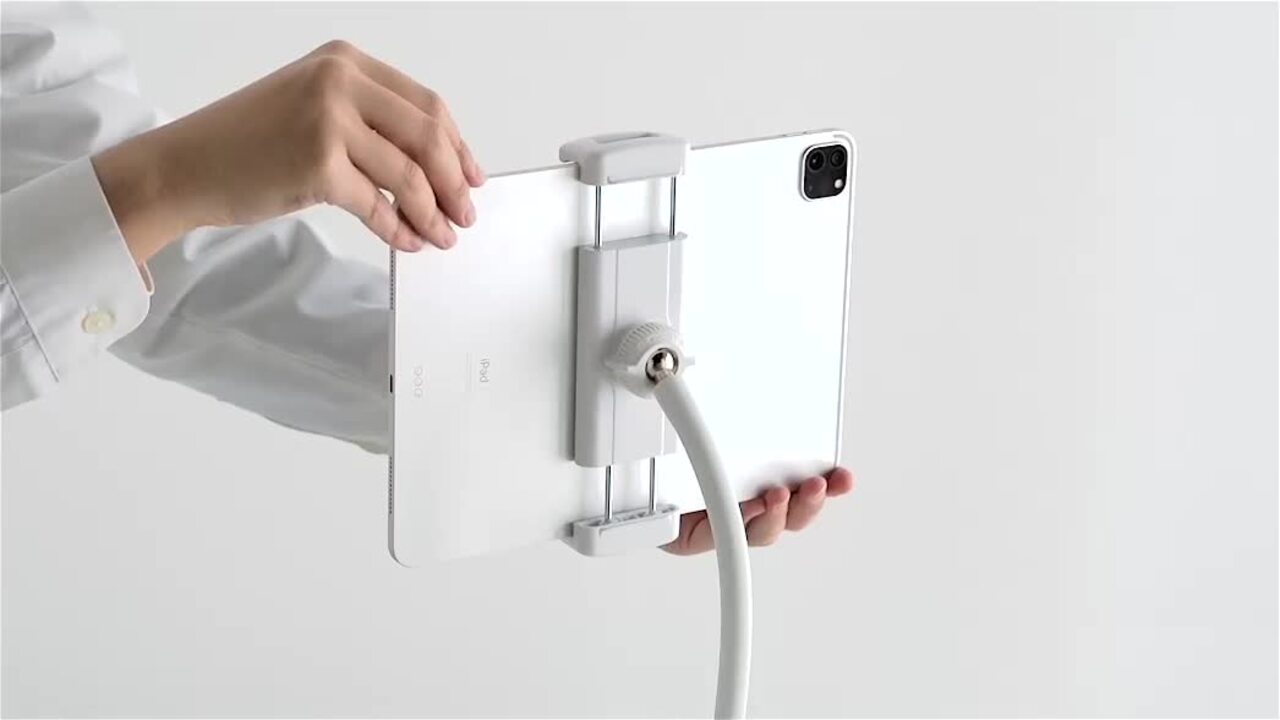 即日受渡❣️全国送料込sanwaアームスタンド人気白モデル モバイルモニタースタンド クランプ式 15.8インチ 15.6インチ