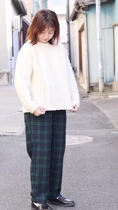 美品　エヴリディアイライク　ウールカシミヤ　ケーブルニット　ネイビー　ゆったり 美品 エヴリディアイライク ウールカシミヤ ケーブルニット