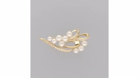 ミキモト　WGK18 パール×ダイヤ　ブローチ　美品 MIKIMOTO - 現行品 ミキモト YGK18 パール×ダイヤ ブローチ 美品
