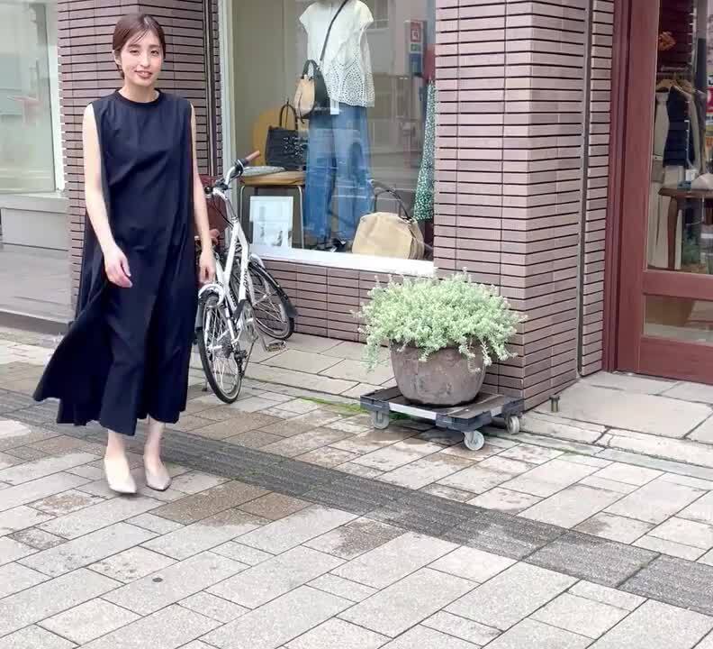 [美品] 現行　レキップ　和紙ワッシャーワンピース　フレア　オレンジ　M相当 LVEU.】ワッシャーキャミワンピース / ワンピース ワンピ