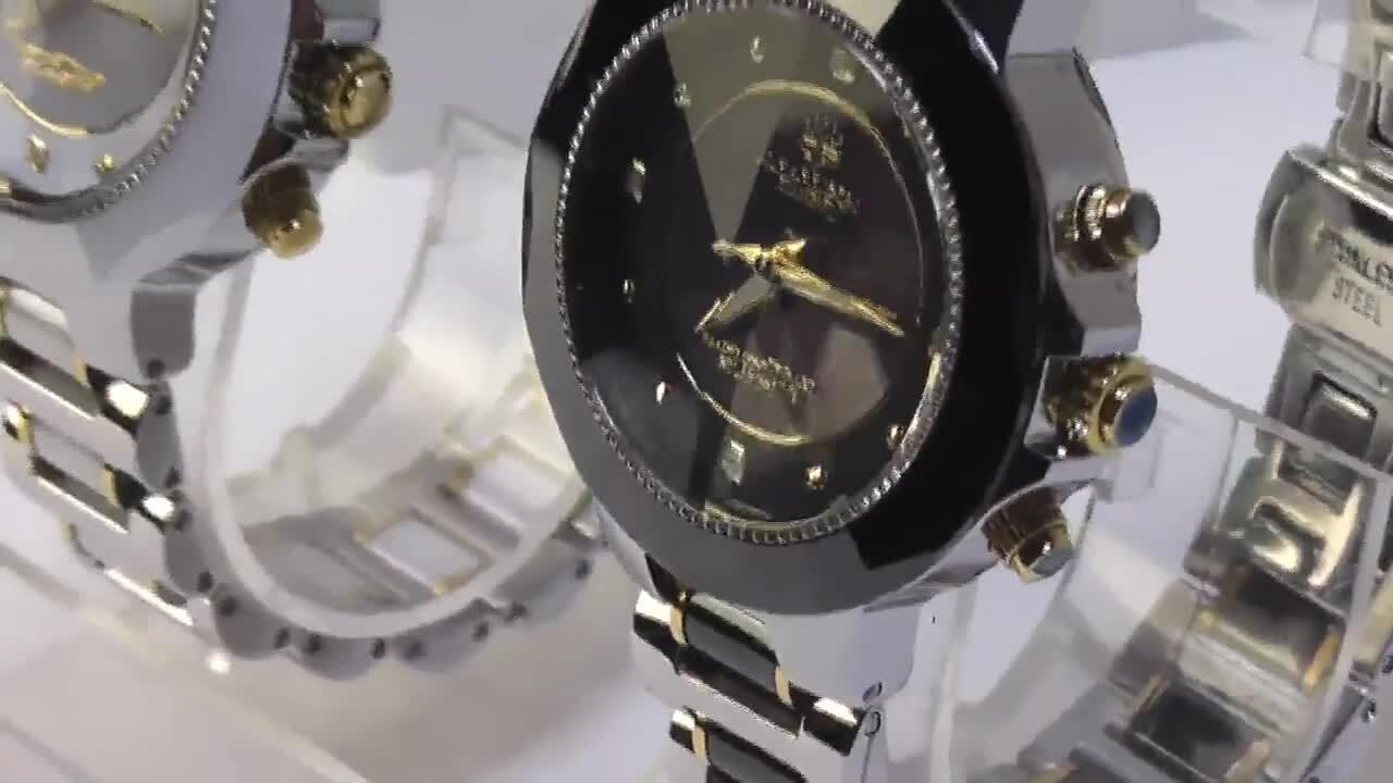 J.HARRISON 4石天然ダイヤモンド付ソーラー電波婦人用時計 JH-024LBB