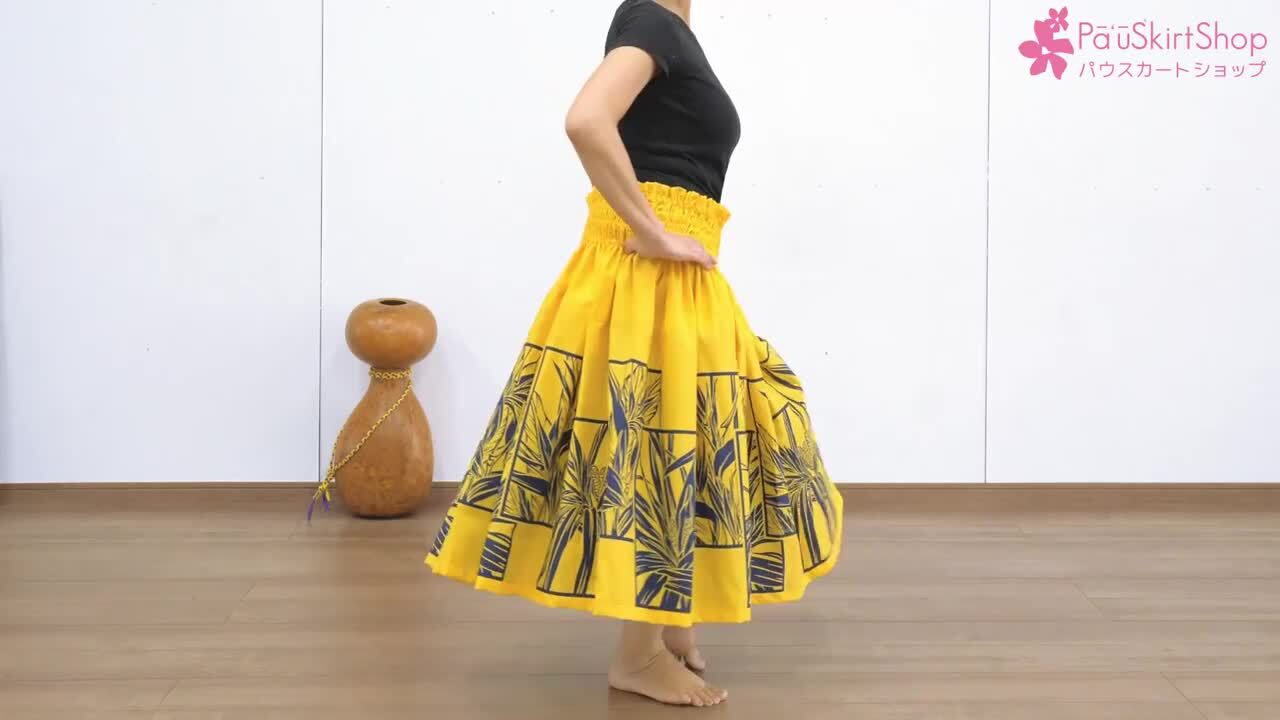 【美品】レイポウ　Lei Po’o　フラダンス　パウスカート　ボタニカル　黄色☆ 美品】レイポウ Lei Po'o フラダンス パウスカート ボタニカル