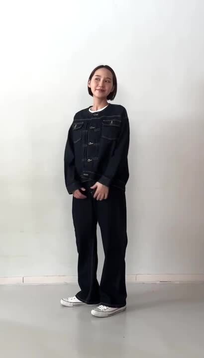 日本製 スタニングルアー　デニムジャケット　ノーカラー　Vネック　ゆったり　春服 item353135575001-1-2.jpg