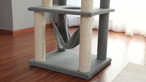 木製キャットタワー グレー クッション付き Amazon | YUCHONG キャットタワー 木製 猫タワー 高さ134cm展望