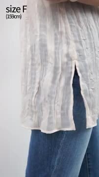 CHIGNON（シニヨン） シアーチェック ワッシャーブラウス / レディース チュニック サイドスリット 前後2WAY CHIGNON CHIGNON（シニヨン） シアーチェック ワッシャー