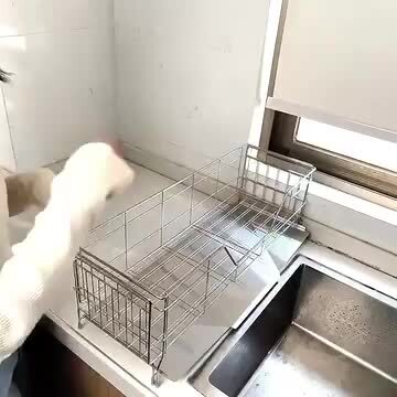 省スペース 水切りラック キッチンアクセサリー 伸縮式 収納ラック 伸縮 つっぱり棚 2段 幅60cm アクセサリー2点セット