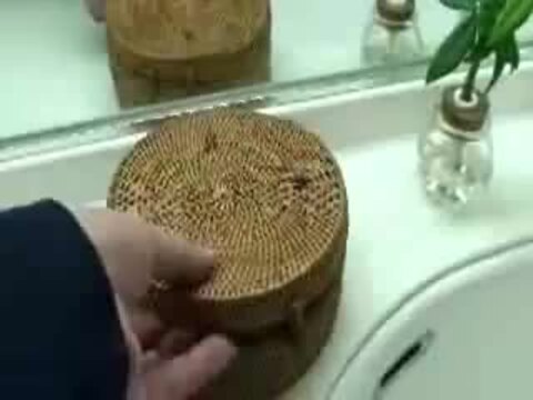 楽天市場】アタで編まれた丸い形のフタ付き アジアン 小物入れ