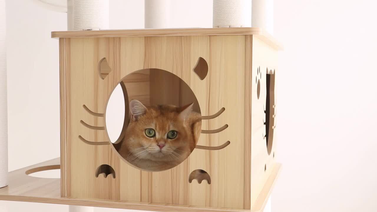 ①★★キャットタワー★キャットウオーク★ハンドメイド★爪研ぎ★猫★ Amazon | Ojisofu キャットタワー 木製 大型猫用 据え置き 猫