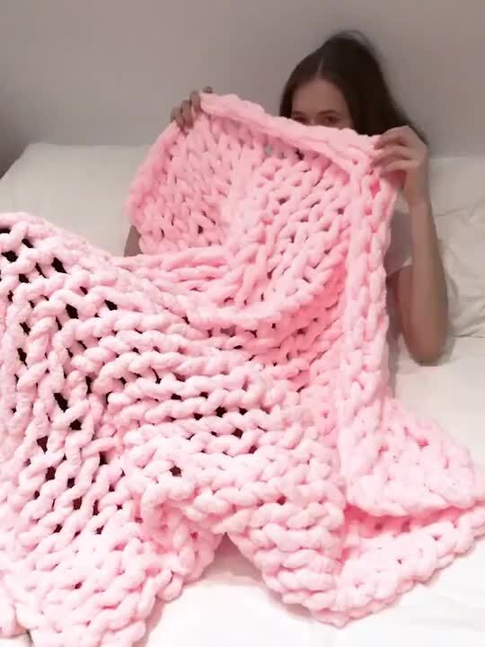 楽天市場】＼もこふわ新作！／ ニットブランケット 手編み 毛布