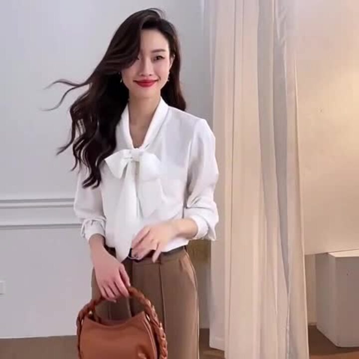 ブラウス シャツブラウス レディース トップス シャツ 長袖 長そで ボウタイ ゆったり 秋 リボンブラウス オフィスカジュアル 白ブラウス 白シャツ フォーマル ボウタイブラウス レディース リボン ブラウス トップス シャツ