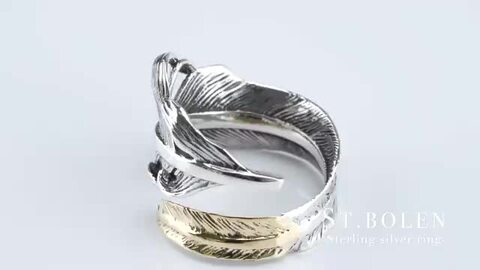 メンズ　シルバーリング　イーグル　お洒落　カップル 14号) ステンレス カレッジリング シルバー silver 燻し風