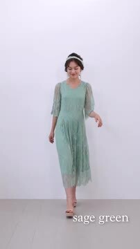 新品MB 総レースAラインワンピース 結婚式 パーティー XL LL 2L 緑