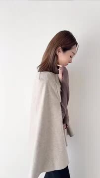 シビラ 美品 日本製 M ウール ケープ コート カーディガン ポンチョ 緑 ポンチョ ケープ ウール カーディガン ショート丈 レディース