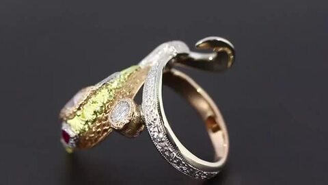 カッツァニーガ スネークモチーフ・ダイヤモンド・ルビーリング・指輪/K18，3カラー-13.2g/13号/#53/CAZZANIGA 翌日配送可■225756 緑屋質屋カッツァニーガ（ＣＡＺＺＡＮＩＧＡ