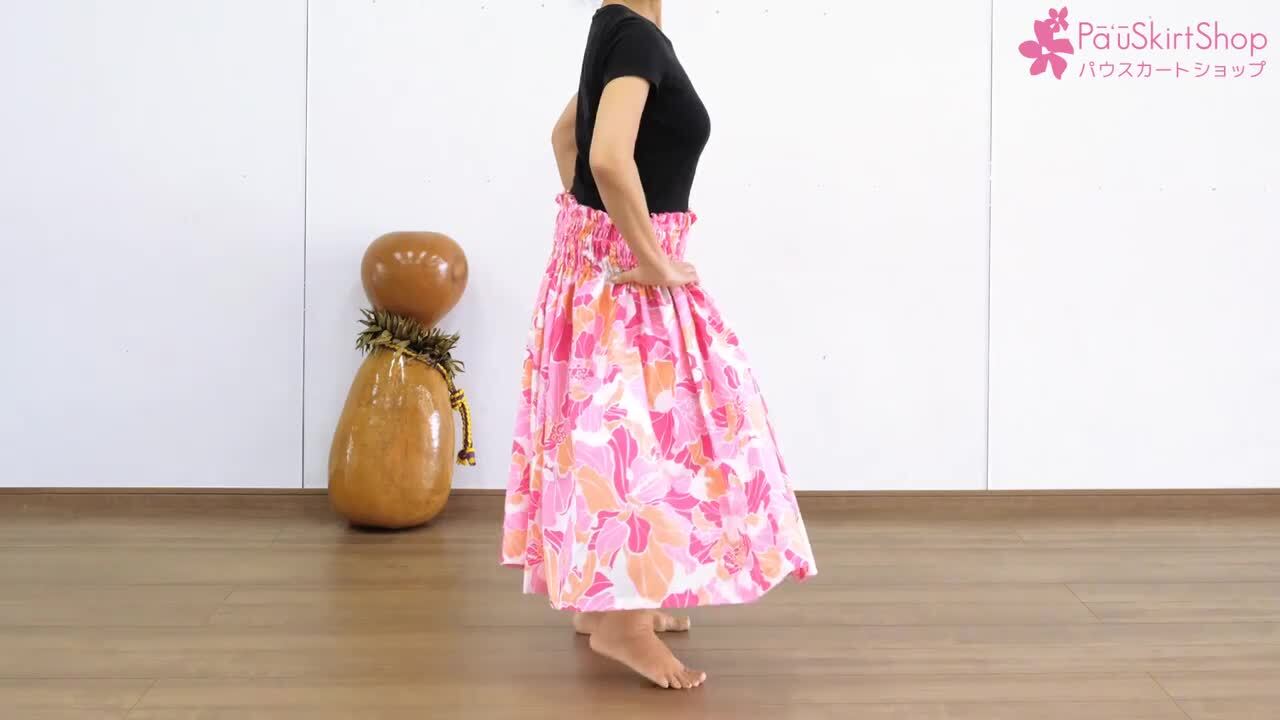 tutuvi パウスカート ハクレイ ダスティローズ ピンク 69cm パウスカート ピンクと赤 ハイビスカス ヤシ ビーチ柄 spau