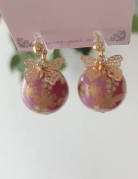 楽天市場】【新カラー】桜プリント玉透かし蝶々ピアス/イヤリング