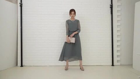 楽天市場】ウエストリボン付き 七分袖 袖あり シフォンドレス