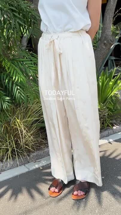 TODAYFUL トゥデイフル　白　パンツ　スプリングパンツ　S 【美品】 セール】ダブルタックサテントラウザース（その他パンツ