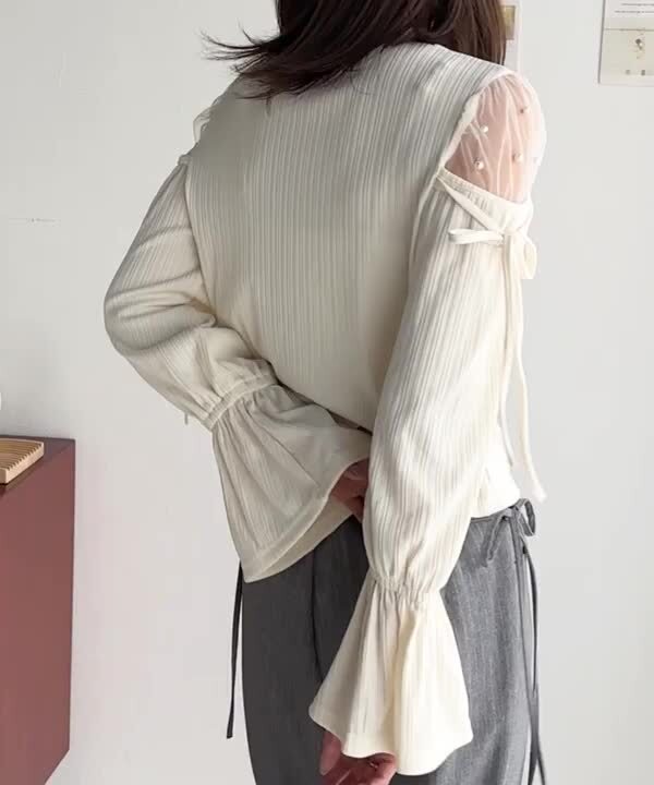 美品 M'SGRACY 肩リボン チュール 半袖カットソー - メルカリ