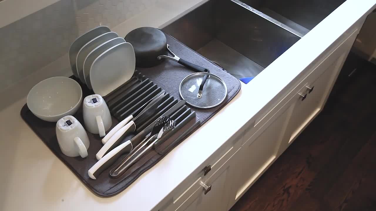 楽天市場】吸水マット 水切りマット キッチン おしゃれ 大判