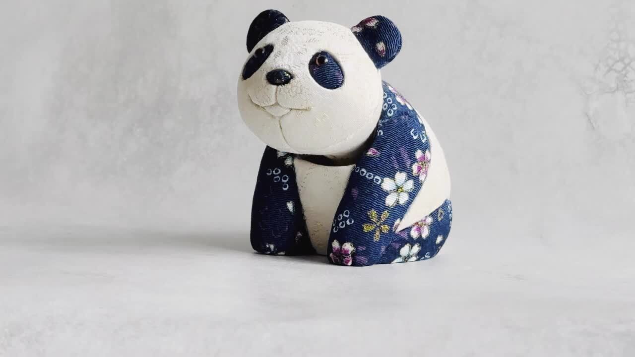 柿沼東光作 江戸木目込み人形 しあわせパンダ 江戸紫 パープル 江戸木目込 しあわせパンダ 江戸紫 柿沼東光作 その他置物
