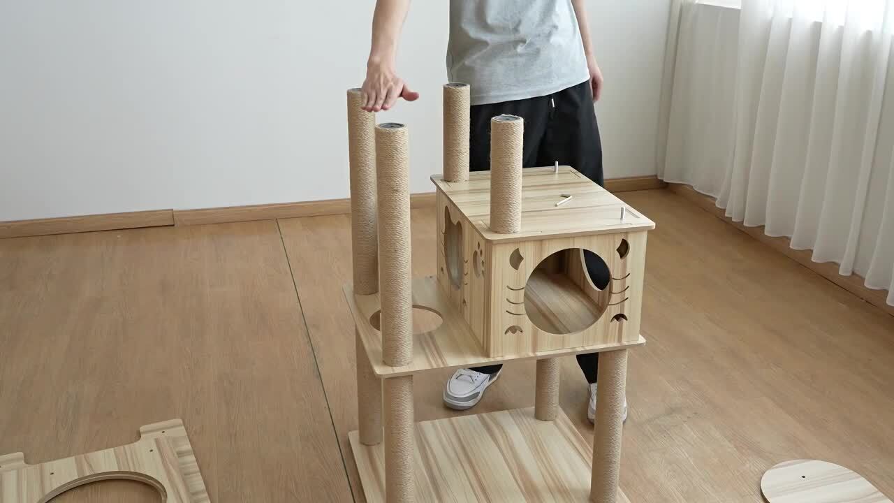 楽天市場】キャットタワー 木製 猫タワー 据え置き 高さ187cm 三