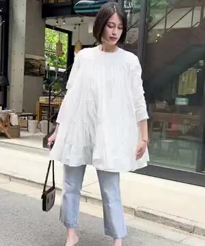 定価の半額以下！パハマン チューリップブラウス 半袖【F】白