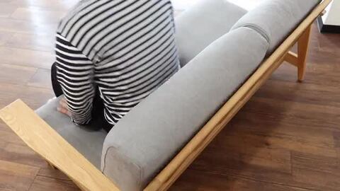 みさと】ライトグレー ファブリックソファ 木製フレーム みさと様専用