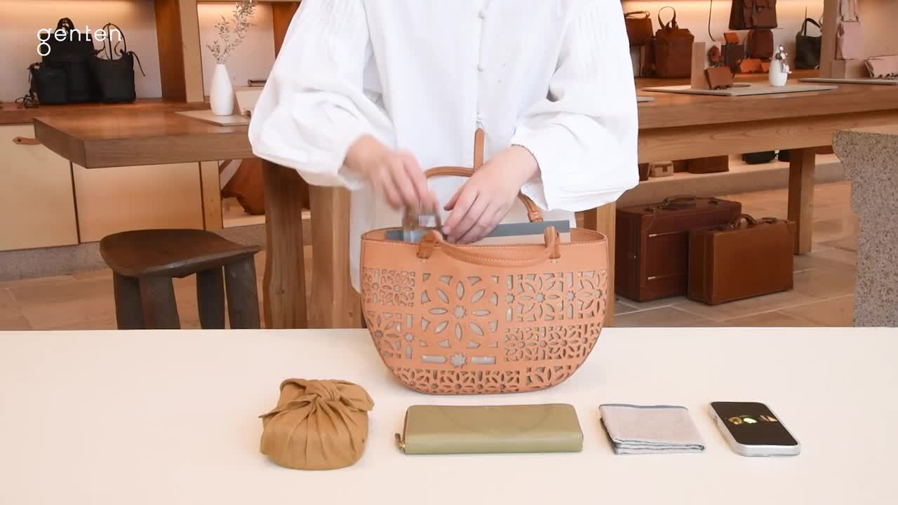 【美品】FEEL AND TASTE バスケットバッグ カットワークデザイン FEEL AND TASTE