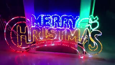 Lサイズ】メリー クリスマス ネオン系 照明 縦看板 置物 雑貨