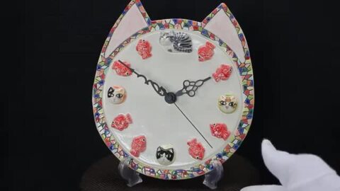 楽天市場】陶猫猫の時計オールスターズすみ田理恵 作ねこのやきもの猫