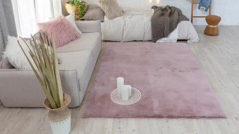 ラビットファー風 ラグマット／絨毯 【約3畳 約185cm×230cm ピンク ラビットファー風 ラグマット／絨毯 【約3畳 約185cm×230cm ピンク